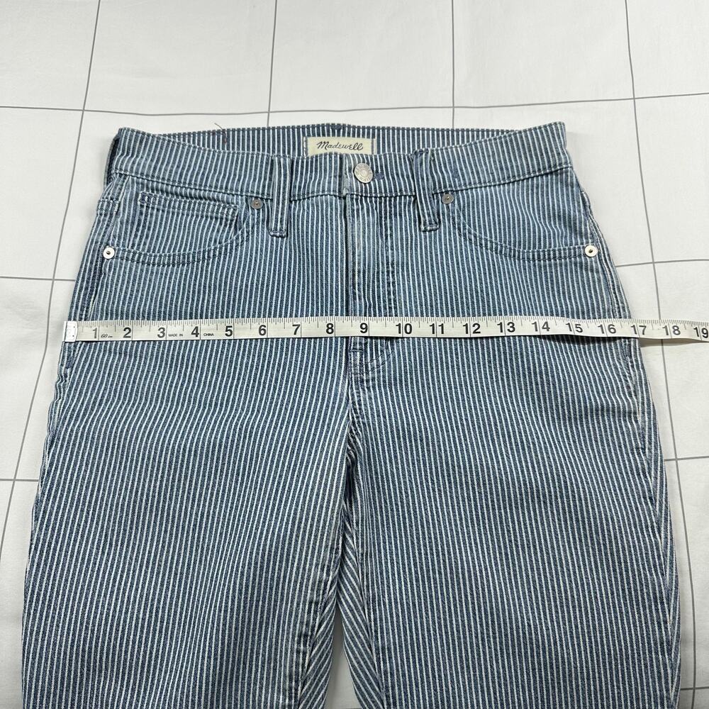 Madewell Jeans Womens 27 Blue White Piper Striped 9" Mid Rise Skinny Railroad - Picture 8 of 12